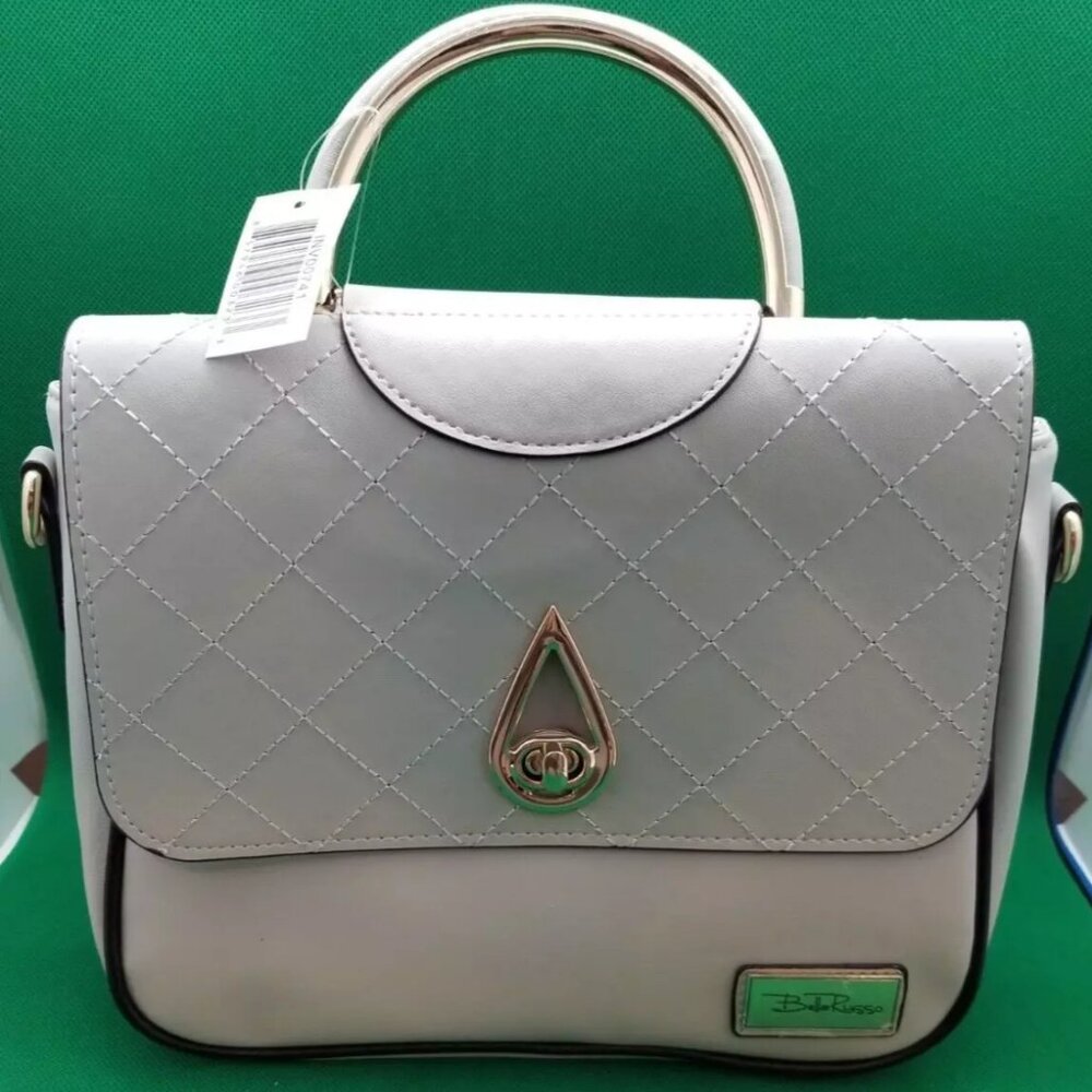 NEW‎ Bella Russo Purse Handbag Light Gray Gold Hardware With Shoulder Strap